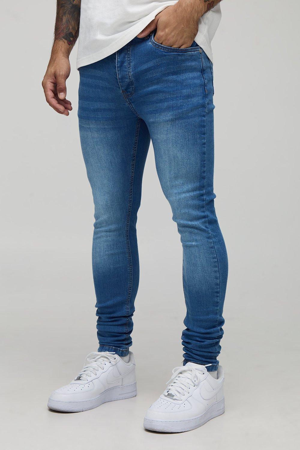 Mens Super Skinny Stretch Jean In Light Blue, Blue
